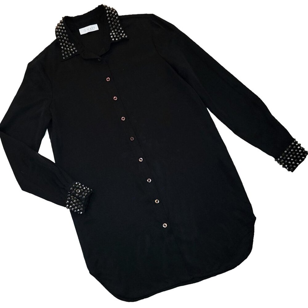 Spiked Soul Women's Black Tunic Dress Shirt
